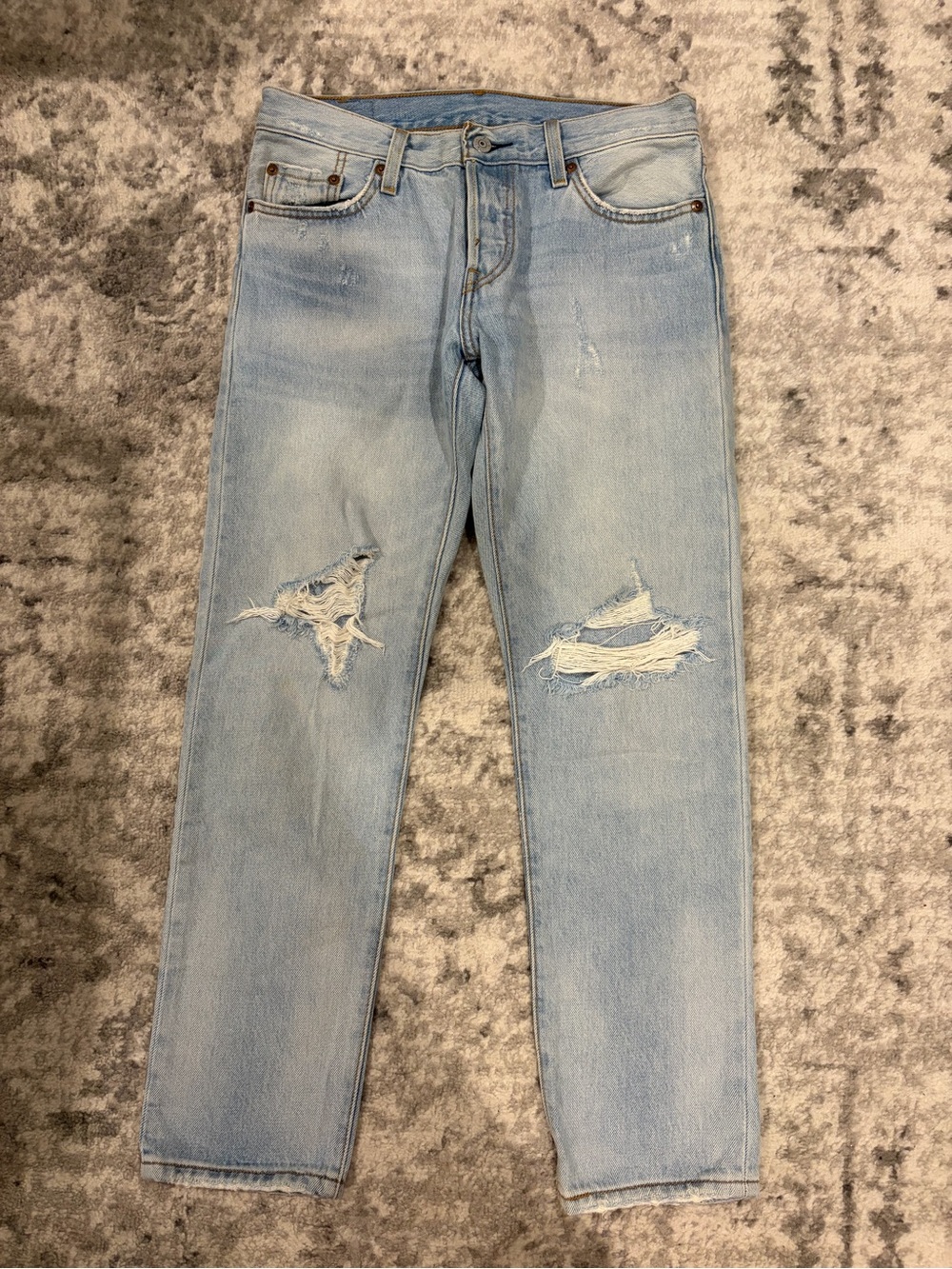 Levi's Light Blue Distressed Straight Jeans